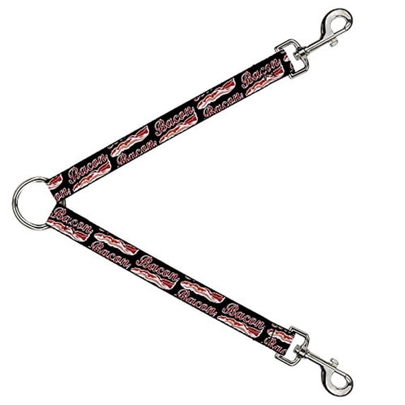 Buckle-Down Leash Splitter - BACON Baseball Script - 1" Wide - 30" Length