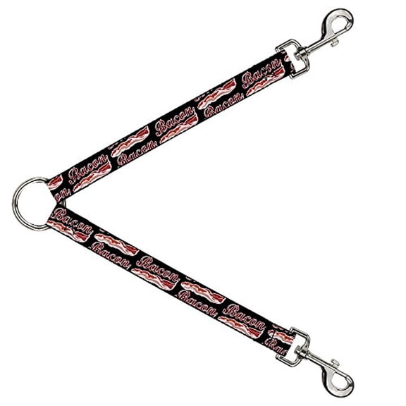 Buckle-Down Leash Splitter - BACON Baseball Script - 1" Wide - 30" Length