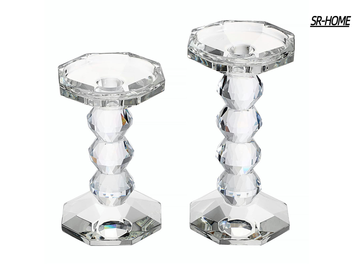 Crystal Pillar Candle Holders Decorative Crystal Taper Candlestick