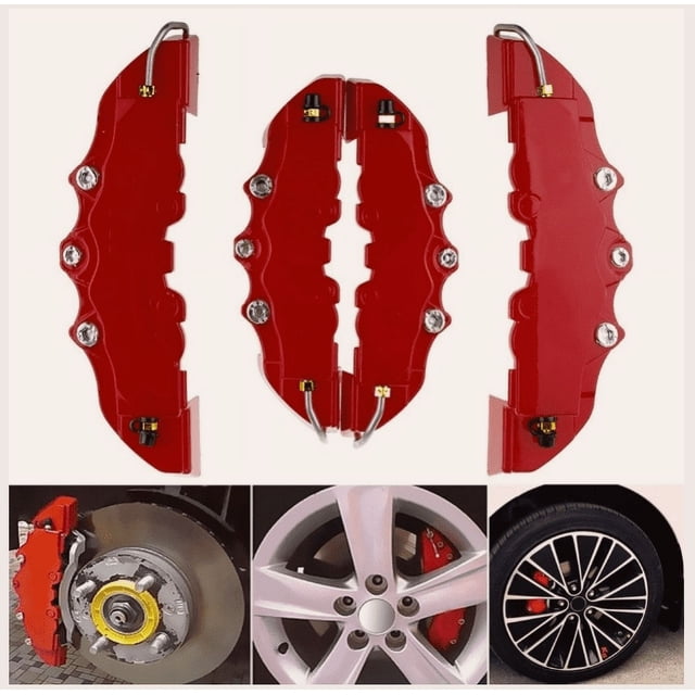 Cubiertas de pinza de freno de rueda de automóvil, juego de pinza de freno de disco de color deportivo de plástico ABS de alta calidad para ruedas con tornillos y hebillas resistentes