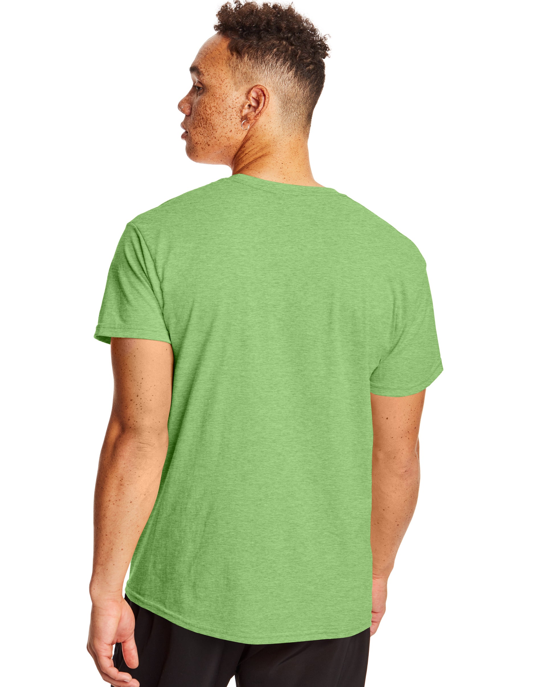 Hanes X-Temp Short Sleeve Crewneck T-Shirt, 2-Pack Neon Lime Heather S Unisex - image 4 of 4