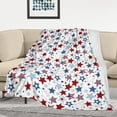 thumbnail image 3 of Patriotic Throw Blanket Memorial Day Blanket Independence Day Fuzzy Plush Blanket Flannel Bed Blanket American USA Flag Blue Red Stars 4th of July Throw Blanket for Couch Sofa Bed 60"x80", 3 of 6