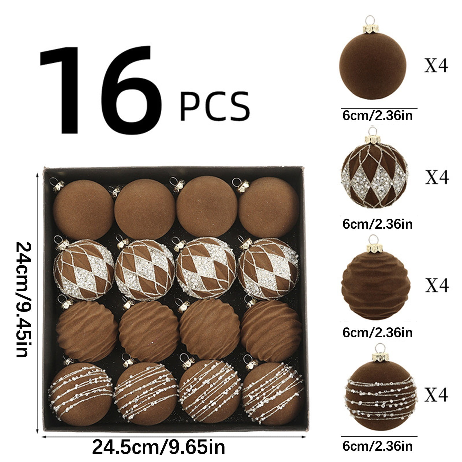 15 Bolas De Terciopelo Para Decoración Navideña - 6 Cm De Diámetro, Con Lazo Para Colgar, Color Marrón, Ideales Para árbol Y Más