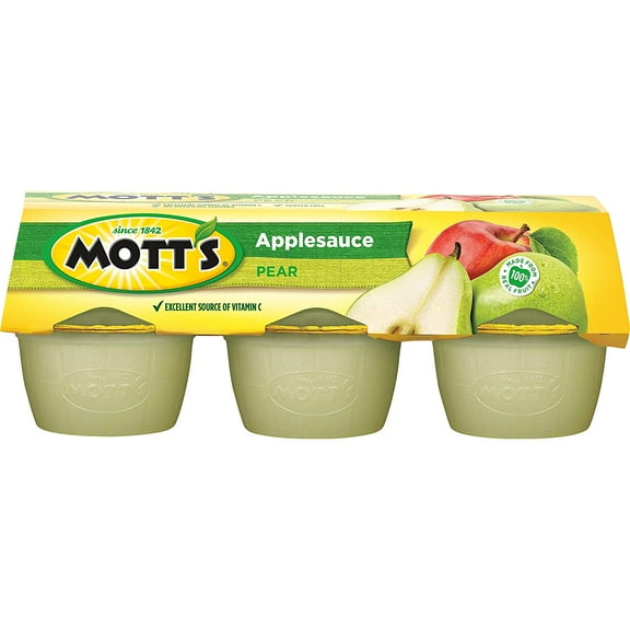 Motts Pear Applesauce, 4 Oz Cups, 6 Count (Pack Of 12)