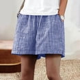 thumbnail image 2 of RQYYD Womens Elastic Waist Striped Linen Shorts Loose Fit Casual Summer Shorts with Pockets for Daily Wear, 2 of 6
