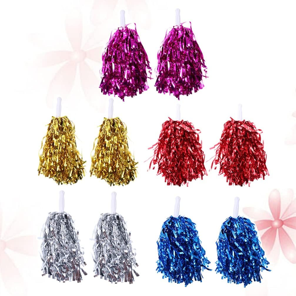 LINLIN 5 Pairs Cheerleading Pom Poms Hand Flowers Cheerleader Pompoms Cheering Hand Flowers for Sports Meeting Cheers Ball Game Dance Fancy Dress Night Party Assorted Color