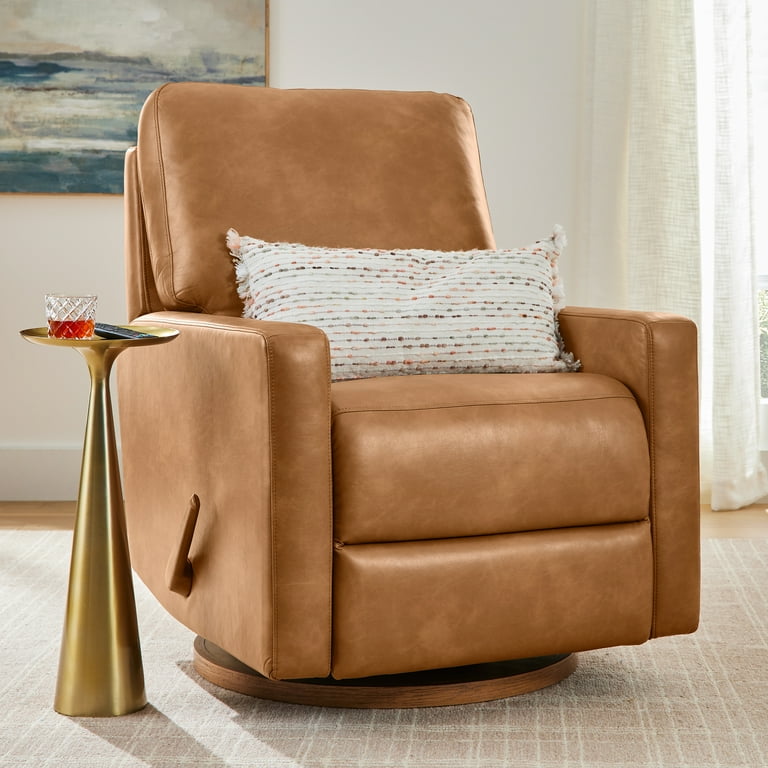 Better Homes Gardens Modern Farmhouse Glider Recliner Camel Faux Leather Walmart