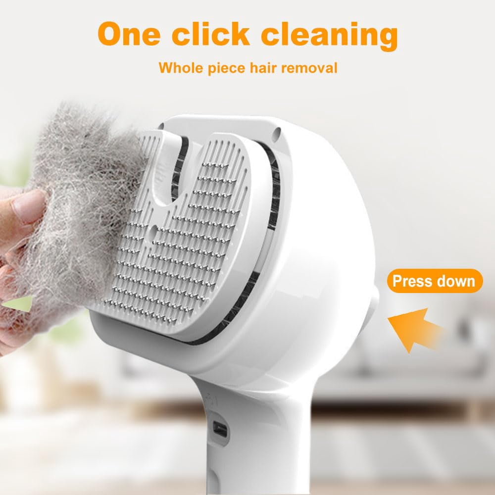Pet Spray Hair Removal Comb,Upgraded 3 in 1 Cat Steam Brush, Self Cleaning Cat Steam Brush, with Water Tank and Release Button, Pet Steam Brush for Dog and Cat (White)