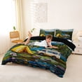 thumbnail image 3 of Catabedysis Stained Glass Camping Bedding,Tent Van Print Duvet Cover Full For Boys,Multicolor,Black Reversible,3 Pieces,1 Duvet Cover and 2 Pillowcases, 3 of 6