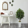thumbnail image 3 of Nearly Natural 4' Ficus Artificial Tree in White Tower Planter, 3 of 4
