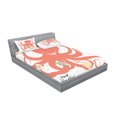thumbnail image 2 of Ambesonne Nautical Fitted Sheet & Pillow Sham Set, Octopus Holding Sap, Queen, Coral Beige Green, 2 of 2