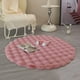thumbnail image 1 of Alfombra redonda de terciopelo 40x40cm - Esterilla suave para salón, dormitorio, entrada • Decoración contemporánea en rosa, beige, gris y caqui, 1 of 6