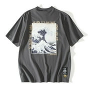 Niepce Inc 90s Gray Streetwear Oversized Graphic Tees for Men