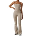 thumbnail image 1 of ZAXARRA Women's Quick drying And Tight Fitting Yoga Slim Halter Jumpsuit, Solid Color Sleeveless Backless Flare Pants Workout Romper, 1 of 8