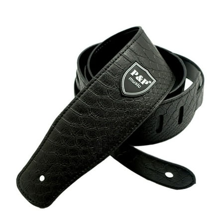 Genuine Crocodile Leather Strap - Guitar Parts Widen Electric Guitar Strap Crocodile Snake Skin Embossed PU leather Acoustic Guitar Belt Bass Strap