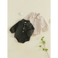 thumbnail image 3 of Loicainy Infant Baby Boy Fall Collared Romper 3 6 12 18 Months Ribbed Half Button Up Long Sleeve Bodysuit, 3 of 9