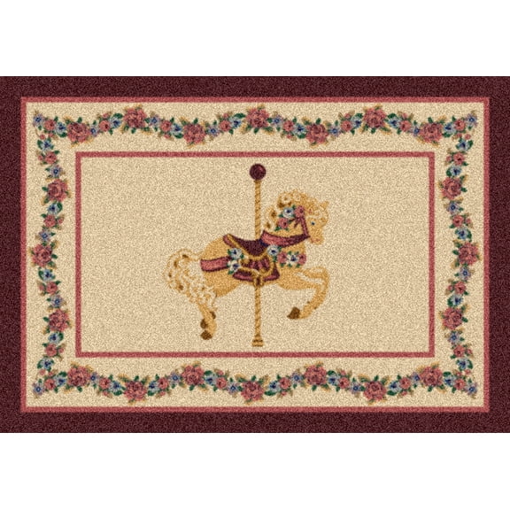 Milliken Ivory Bordered Door Mat Carousel Porcelain - Aprx 2' 8" x 3' 10"