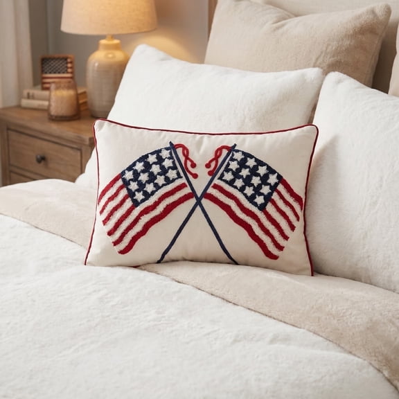 4th of July Patriotic Throw Pillow,15in Classic American Flag Pillow,Red White Blue Decorative 4th of July Pillows,Independence Memorial Day Decor Washable Outdoor Pillows for Sofa Couch Porch