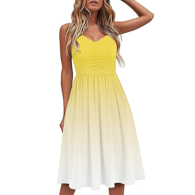 SMihono Robes Bohémiennes d'Été pour Femmes Grande Taille Mode Robes d'Été Imprimées Décontractées Col en V Sans Manches Robe Mini de Vacances