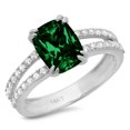 thumbnail image 7 of Solitaire with Accents Engagement Ring for Women - 3.48ct Simulated Emerald in 14K White Gold Promise Ring, 7 of 7