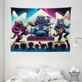 thumbnail image 2 of Ambesonne Rocker Animals Tapestry Wall Hanging, Gorilla Cat Bear Fun, 80"x60", Fuchsia Blue Peach, 2 of 3