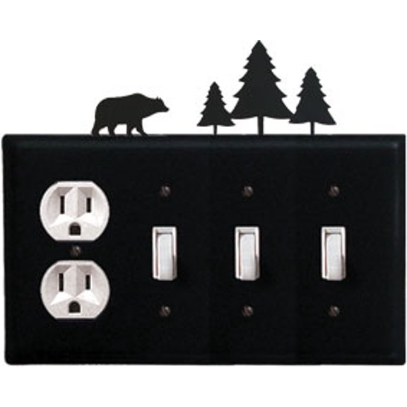 Bear & Pine Trees Single Outlet CUSTOM Product Triple Switch Cover