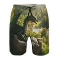 thumbnail image 4 of Yiaed Deep Forest Stone Green Dragon Print Men's Swim Trunks with Lining Quick Dry Sports Shorts Beach Shorts Boardshorts-XX-Large, 4 of 5