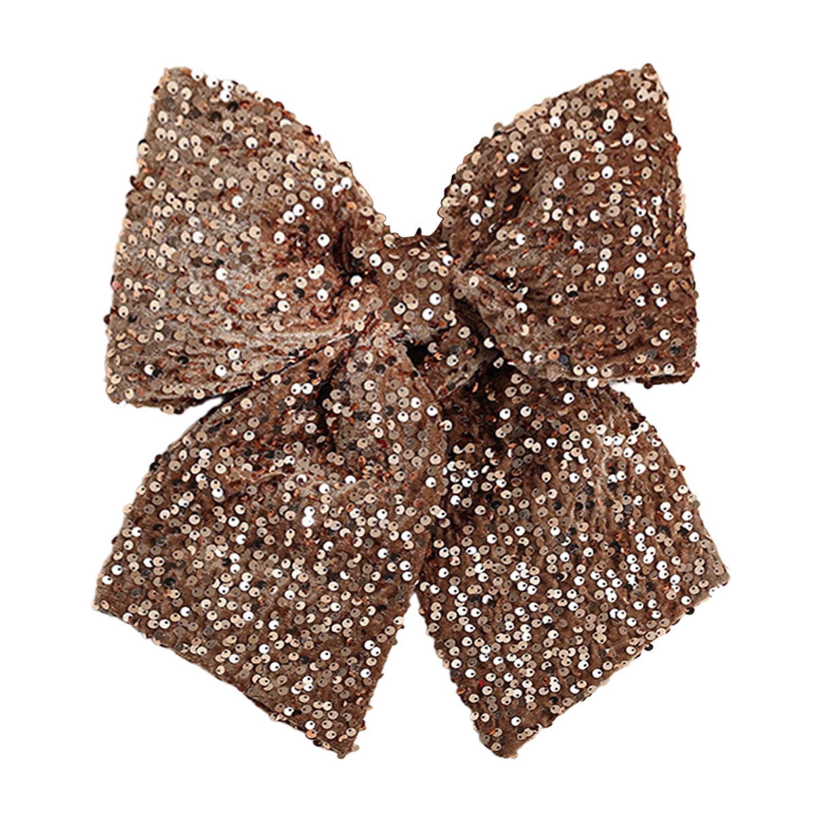 Christmas Bow 11x10 Inches Premium Velvet Ribbon with Sequins Glitter Decoration for Christmas Tree Wedding Gift Box Party Decor Multiple Size Options Available