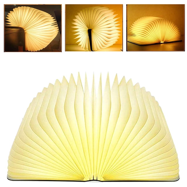 Lámpara de libro, luz de humor plegable, novedosa luz nocturna LED USB de gran capacidad recargable, ideas de regalos para decoración del hogar y la oficina 10*8*2,5 cm