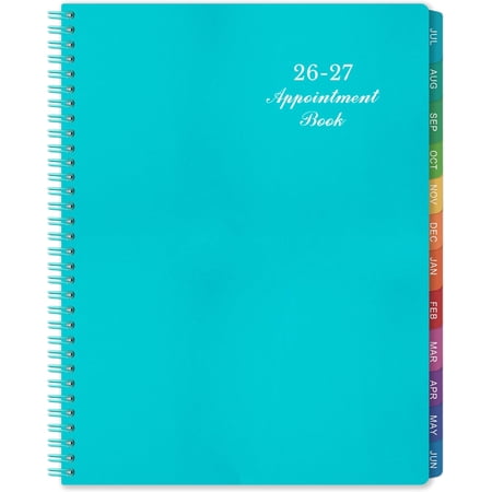 2026-2027 Weekly Appointment Book & Planner - Daily Hourly Planner 2026-2027, 9" x 11", July 2026 - June 2027, 30-Minute Interval, Lay - Flat, Spiral Binding, Thick Paper - Teal Green