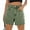 Army green, variant on Summer Matched High Women's Shorts Straight Leg Raw Hem Retro Waist Denim Shorts with Pockets
