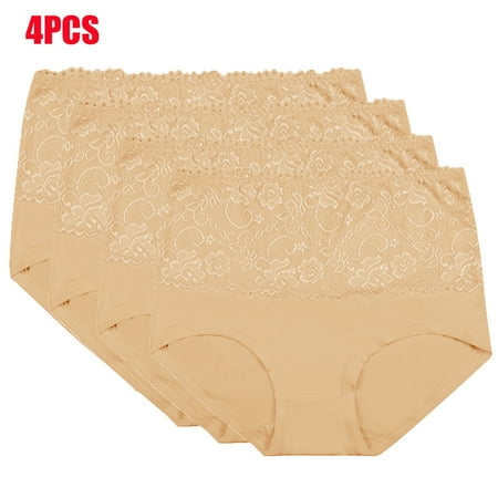 

Women s High Waisted Floral Underwear Ladies Soft Full Briefs Panties Set of 4