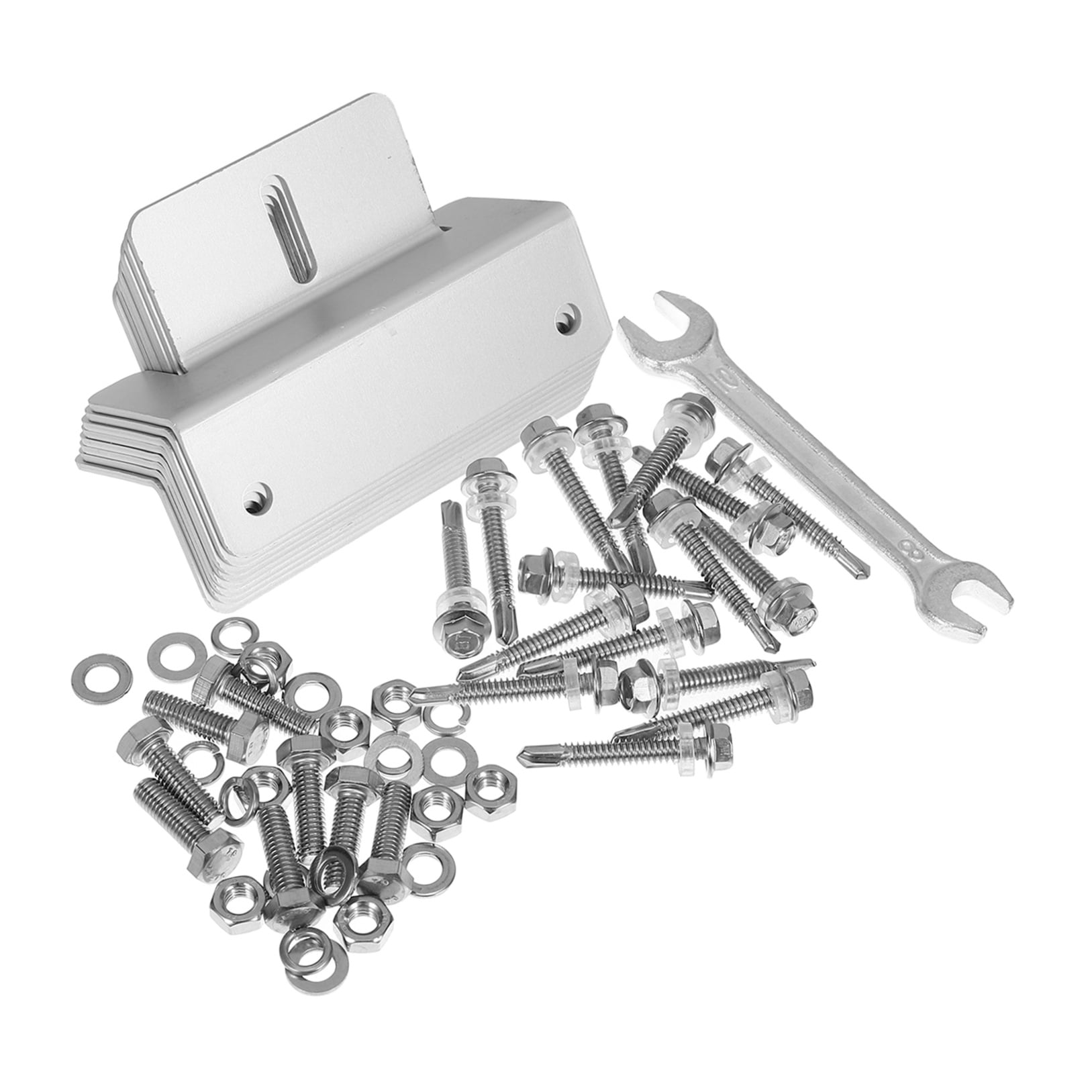 GOOHOCHY  8 Pcs Solar Panel Support Mounting Hardware Z Clips Brackets Silver