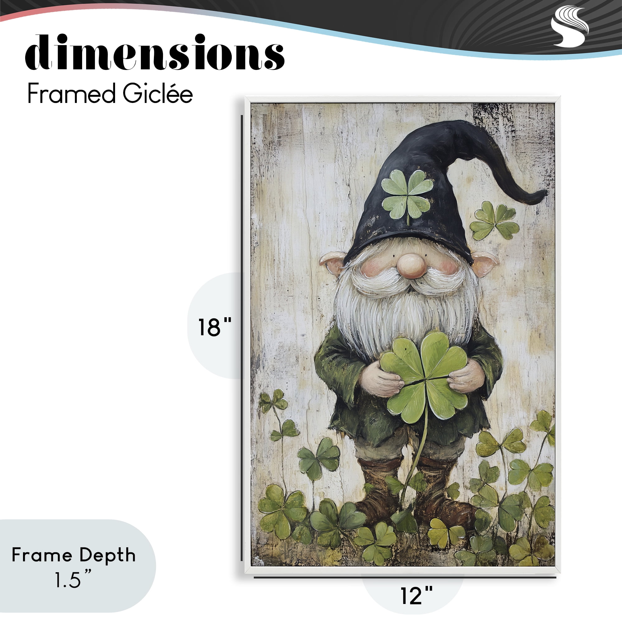 Stupell Industries Cottage Shamrock Gnome White Framed Giclee Art, design by Tina LeCour
