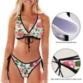 thumbnail image 3 of Dreamtimes Exotic Flowers Bikinis Swimsuit Set for Women Swimwear Triangle Bathing Suit Tie String Thong, X-Small, 3 of 7