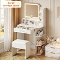 thumbnail image 6 of Akaber Makeup Vanity Desk with Mirror and Lights, 26.5" Small Vanity with Large Drawer and 6 Level Storage, White Vanity with 3 Color Lighting Modes, 6 of 7