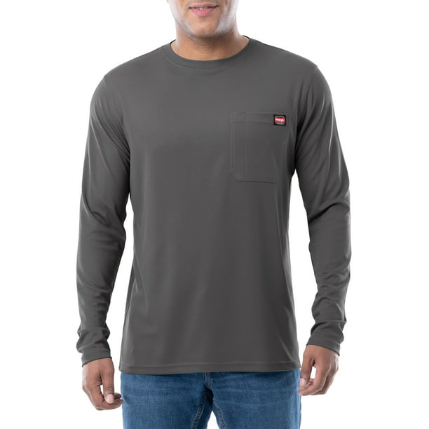 Wrangler Workwear Men's Long Sleeve Poly Performance Pocket T-Shirt ...