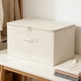 thumbnail image 4 of Weloille Home Large Capacity Foldable Storage Box 1 Piece, Beige Zippered Storage Container for Clothes and Toys, and Spacious Storage Box for Organization, 4 of 6