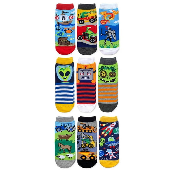 Jefferies Socks Boy's Dinosaur Pirate Alien Robot Zombie Pattern Crew Socks 9 Pack
