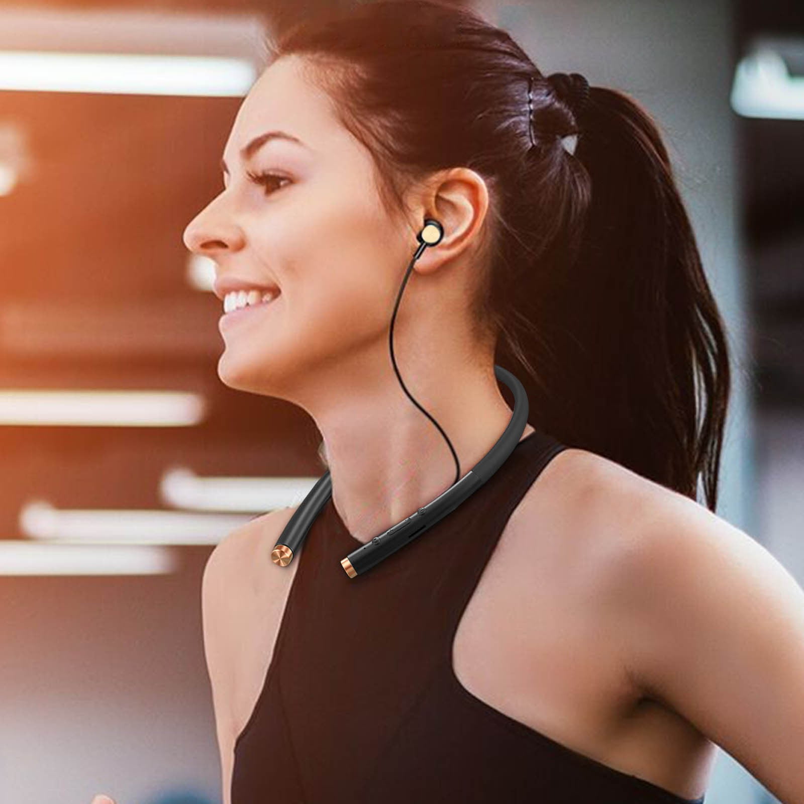 CQCYD Sports Bluetooth Earphones, Wireless Neckband Headphones, 50-Hour Playtime, IPX7 Waterproof, Magnetic Earbuds for Running Gym Workout, Noise Cancelling Microphone, Secure Fit for Active