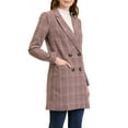 thumbnail image 5 of MODA NOVA Juniors Notched Lapel Long Sleeves Double Breasted Plaid Blazer, 5 of 7