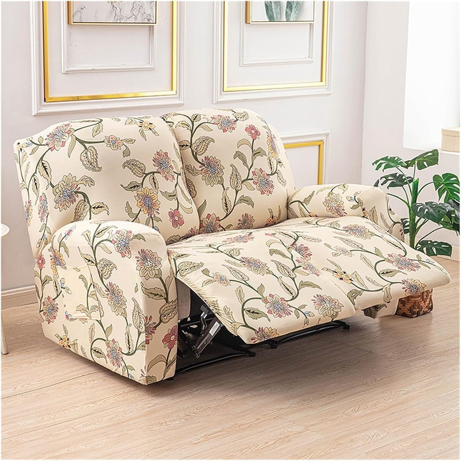 1/2/3 Seater Recliner Sofa Seat Covers Fabric Stretchy 4/6/8-Pieces Couch Slipcover Armchair Cover Non-Slip Furniture Protector, Elastic Spandex Soft Recliner Chair Protectors with Side Pocket