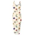 thumbnail image 4 of Wycnly Summer Dresses for Women Night Party Club Sexy Basic Bodycon Tank Knee-Length Dresses Sleeveless Round Neck Floral Midi 2024 Casual Dress Khaki m Under $5, 4 of 4