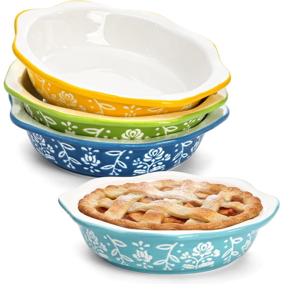 4 Pack Ceramic Mini Pie Pans, 6 Inches Fluted Dish Pie Plate, Nonstick Small Quiche Baking Dish Mini Tart Pan, Microwave & Oven Safe$$Home Decor, Kitchen, & Other
