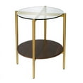 thumbnail image 3 of Evelyn&Zoe 20" Gold/Walnut Metal/Glass Side Table, 3 of 9