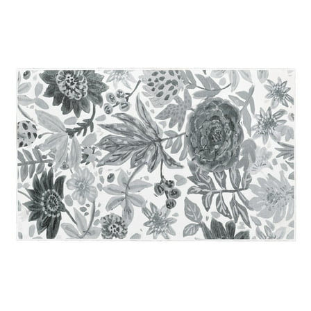 My Magic Carpet 3'x5' Machine Washable Non-Slip Kitchen Entryway Area Rug - Floral Bloom Grey