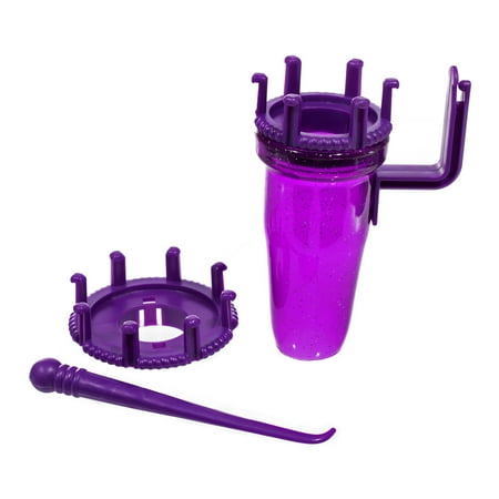 Plastic Mini Knitter with Hook - 4 Pieces - 2 Loom Sizes - Illustrated Instructions for Easily Knitting