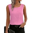 thumbnail image 6 of Womens Tank Tops, Duoif Cotton Linen Sleeveless Camisole, Lightweight Layering Top Womens Shirts Pink S, 6 of 8