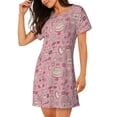 thumbnail image 2 of Fotbe Cute Love Bata de Dormir para Mujer con Estampado, Camisón de Algodón de Manga Corta, Ropa de Dormir Casual, 2 of 6