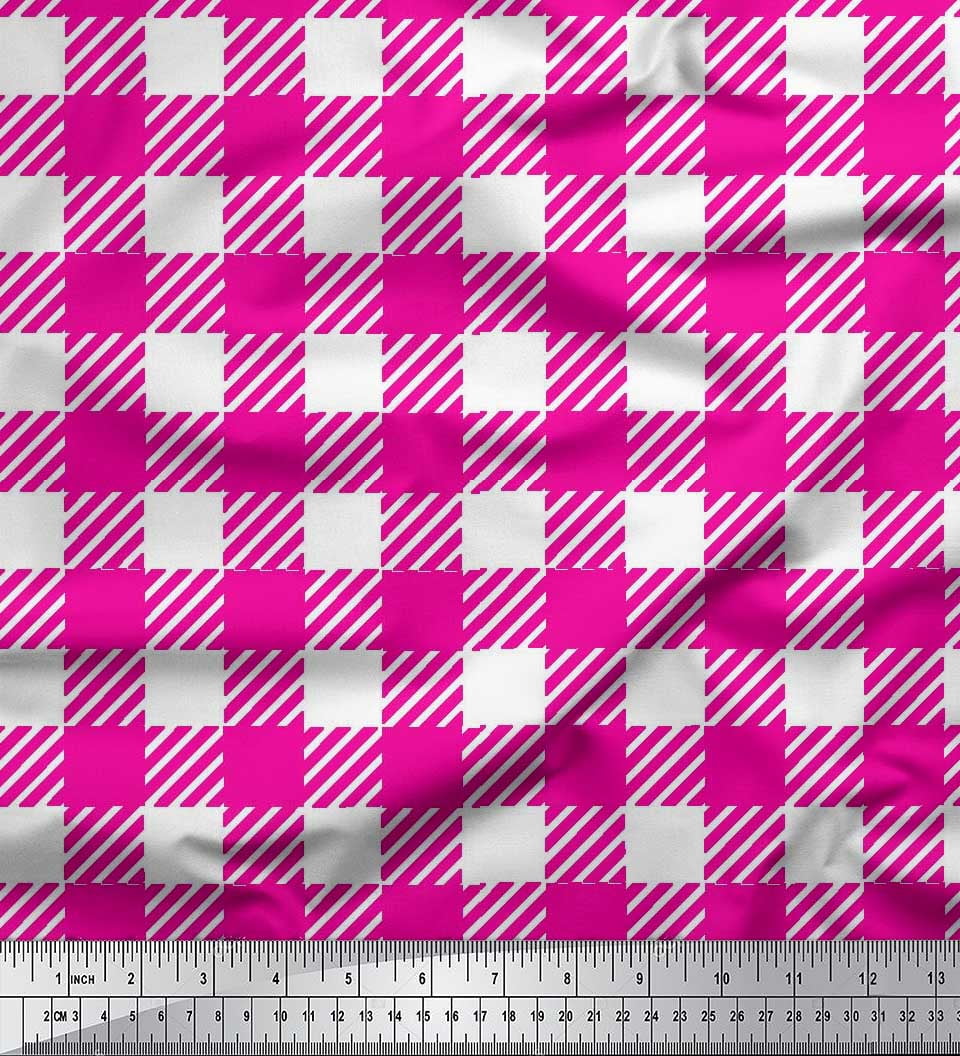 Check Print Textile Soimoi Silk Fabric Gingham Check Print Fabric by The Yard 42 Inch Wide ...